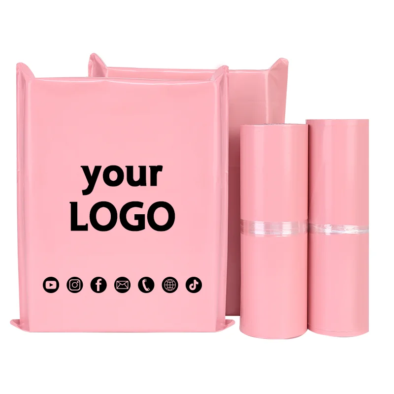 

50pcs Pink Courier Bags Small Business Product Packaging Clothes Shipping Bags Mailing Waterproof Bags Custom Printed Logo