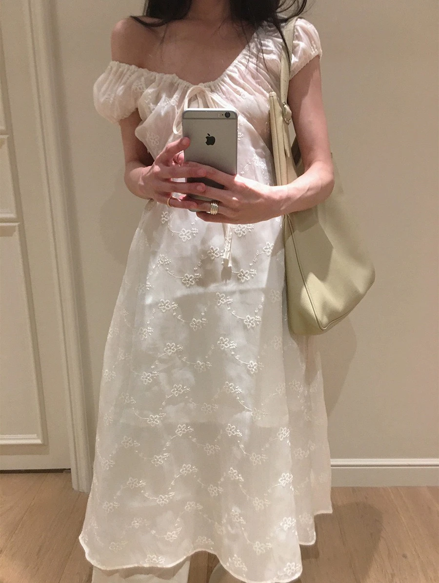 Été nouveau doux Sle brodé Dr avec nœud papillon t-shirt dimensionnel doux imprimé fleuri femmes taille haute a-ligne jupe