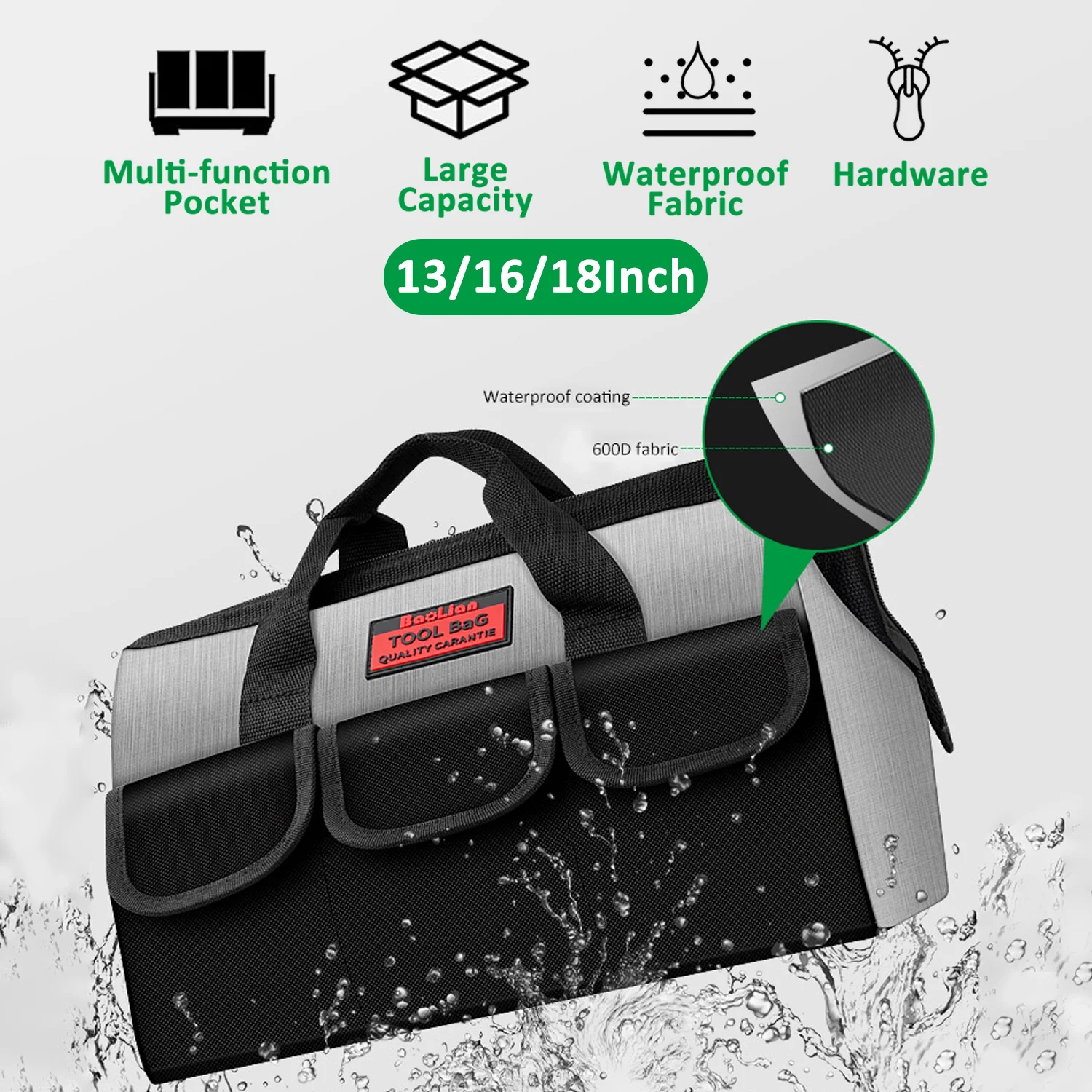 

Multi-functional Tool Storage Bag 13/16/18 Inch Oxford Cloth Handbags Large Capacity Storage Pouch Bag for Electrician Carpenter