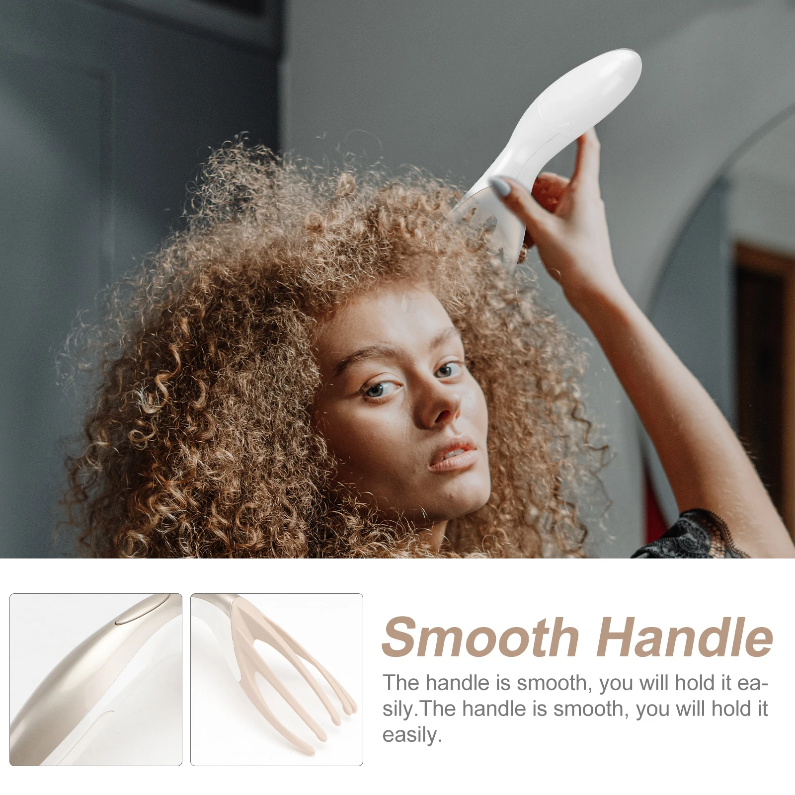 

Electric Scalp Massager Comb POM Material Gold Color Multi- Use Woman Electric Comb Round Tips Stress Relief Head
