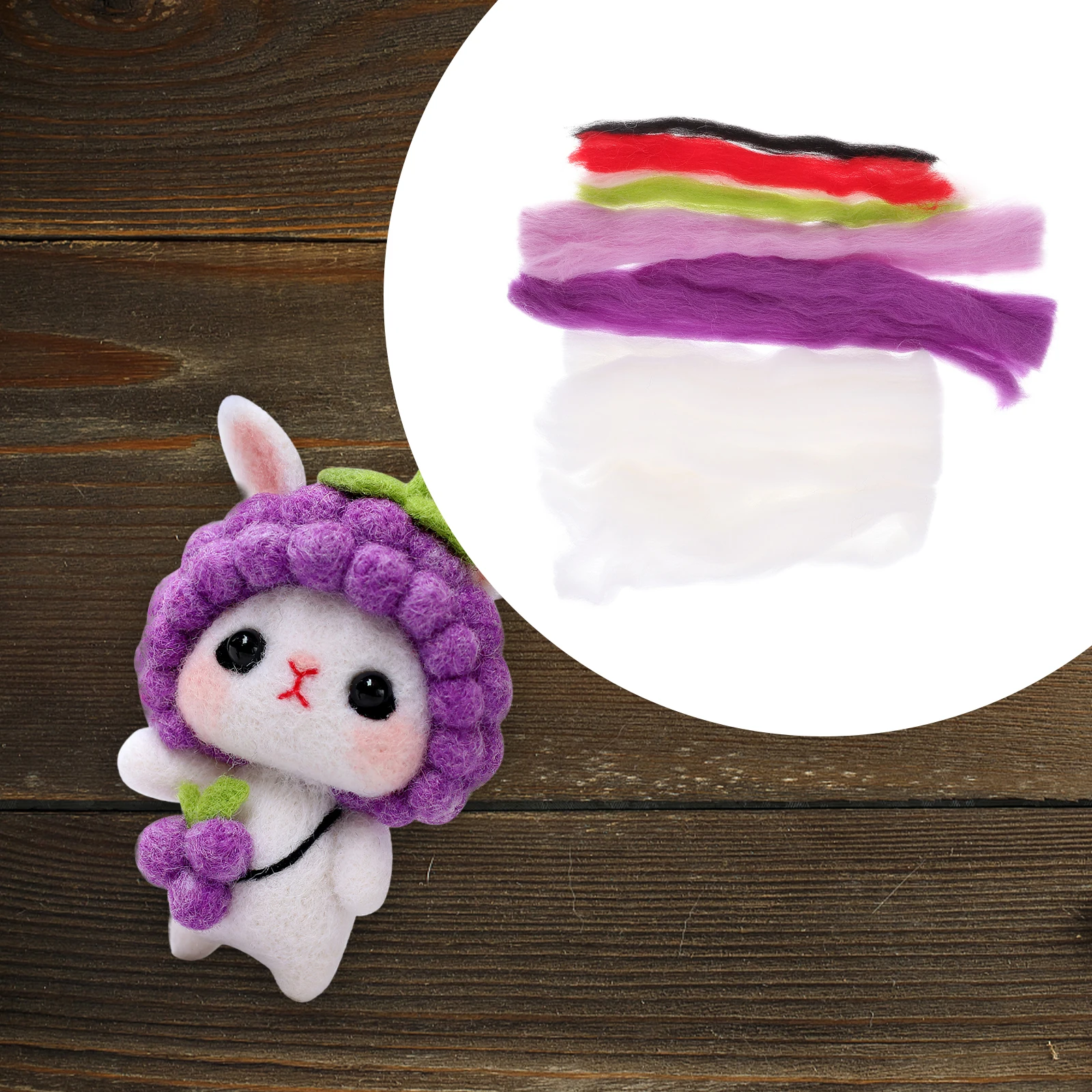 

Wool Felt DIY Material Bag Craft Kit Beginner Felting Kits Needle Cute for Beginners Roving
