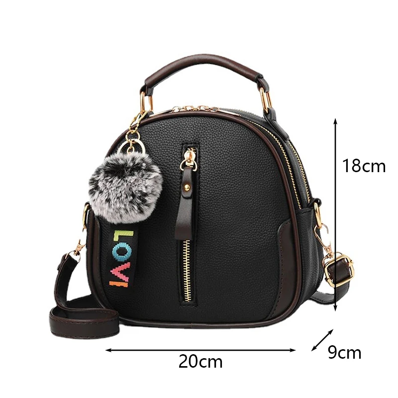 Luxury PU Leather Women\'s Small Tote Bag, Fashionable Fur Ball Pendant, Design Feel Crossbody Bag