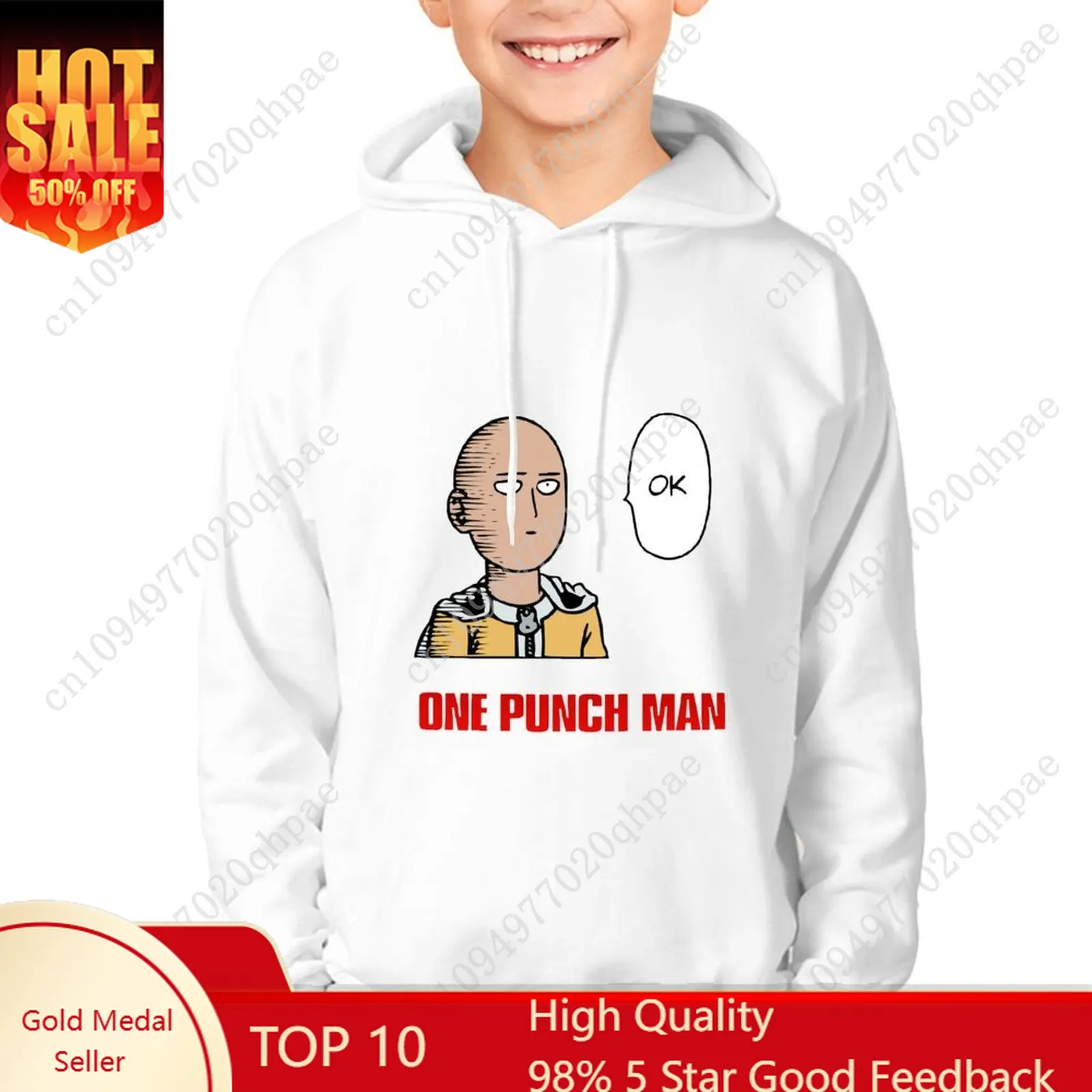 One Punch Man Hoodie Boys Girls Childs Cotton High Quality Sweatshirt Lightweight Comfortable Custom Made Spring Autumn Tops