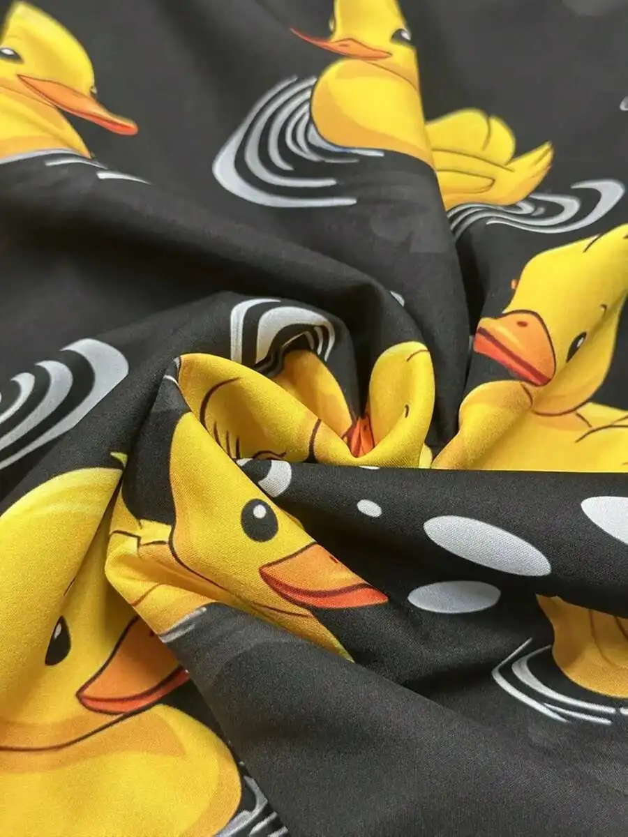 Mens Casual Shorts Breathable Polyester With Duck Print Elastic Waistband For Sports Daily Wear