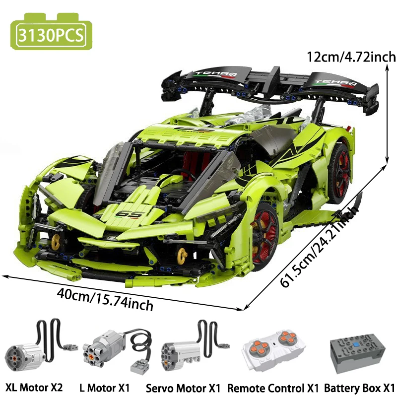 Technical City Lambo Sport Car Building Block Speed Champion Remote Control Racing Vehicle Model Bricks Kid Toys Xmas Gift MOC