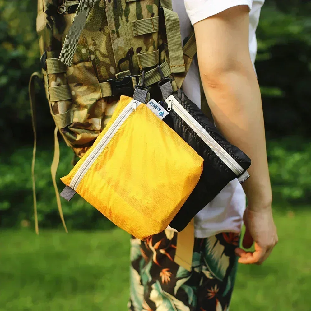 Waterproof Pocket Zipper Nylon Coated Silicon Hook Pouch Portable Organizer Reusable Outdoor Camping Hiking Storage Bag Travel