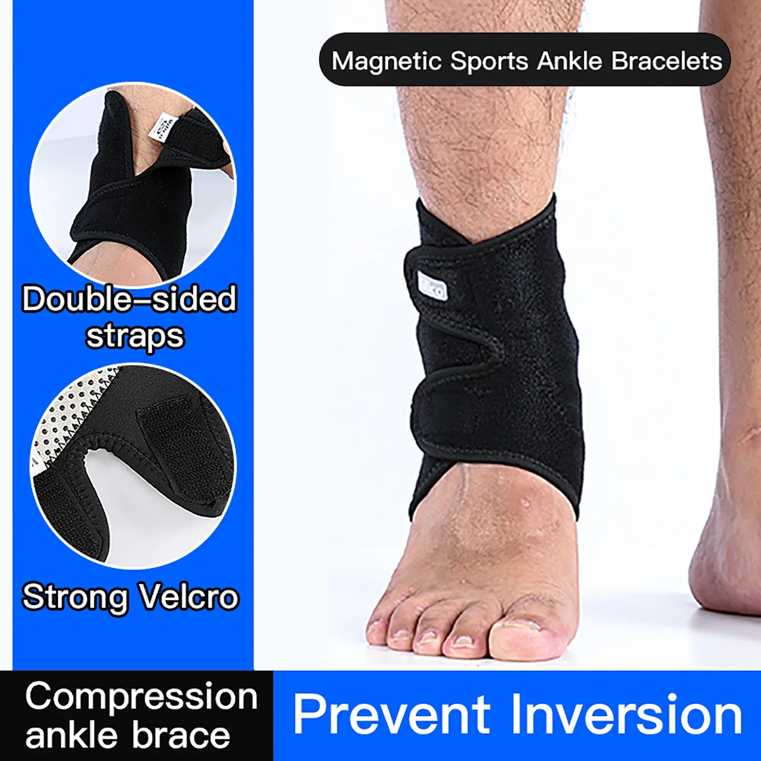 

1PCS Compression Ankle Braces Support, Strong Ankle Sports Protection, Stabilize Ligaments-Eases Swelling Sprained Adjustable