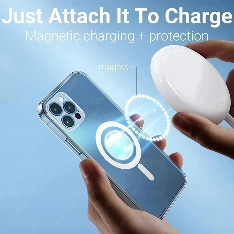 for Magsafe Magnetic Case for iPhone 16 11 12 13 14 15 Pro Max 8 Plus Transparent Wireless Charge Cases X XS XR Shockproof Cover image 5