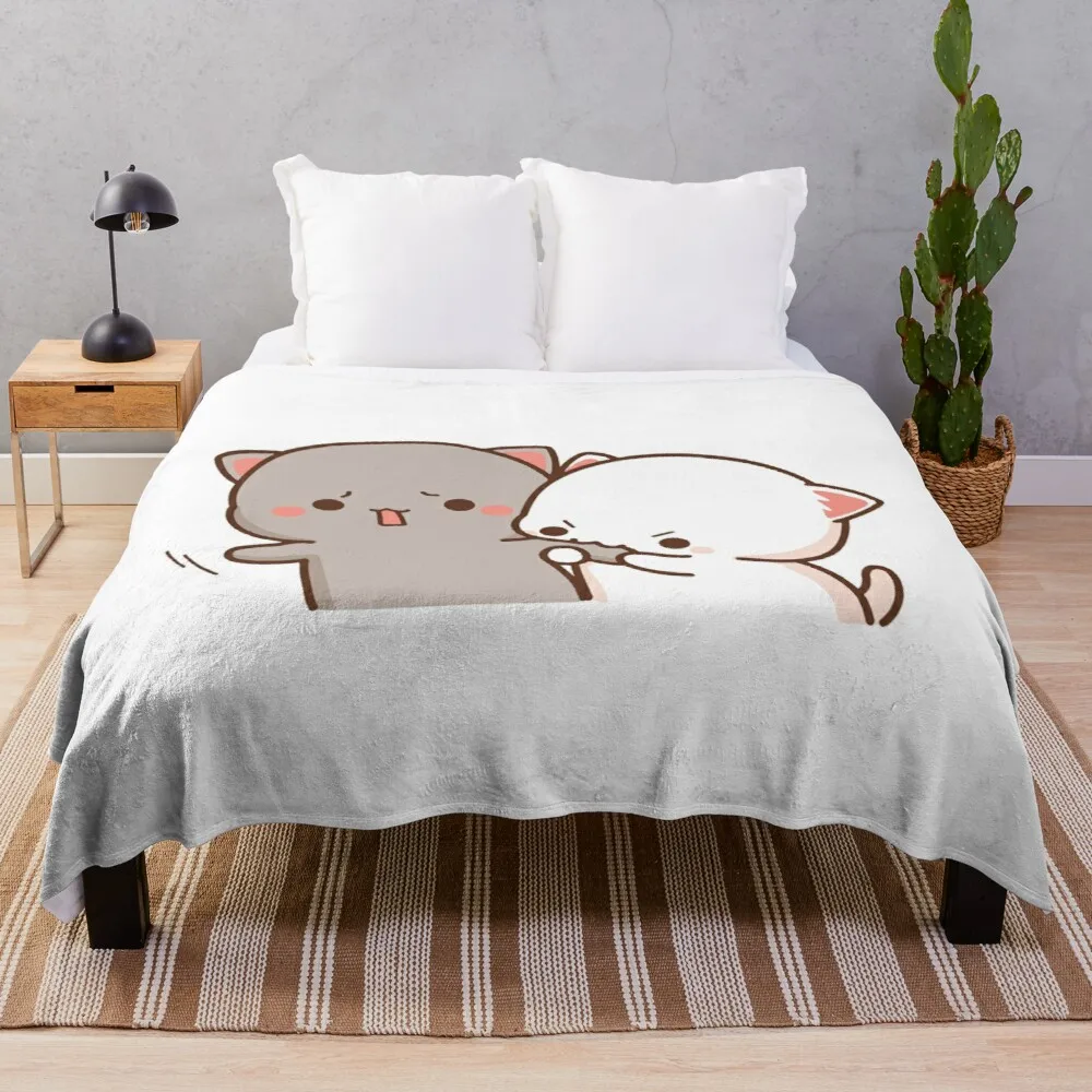 

Peach and Goma Mochi Cat Bite Throw Blanket sofa bed Decorative Blankets fluffy blanket Sofa Throw Blanket