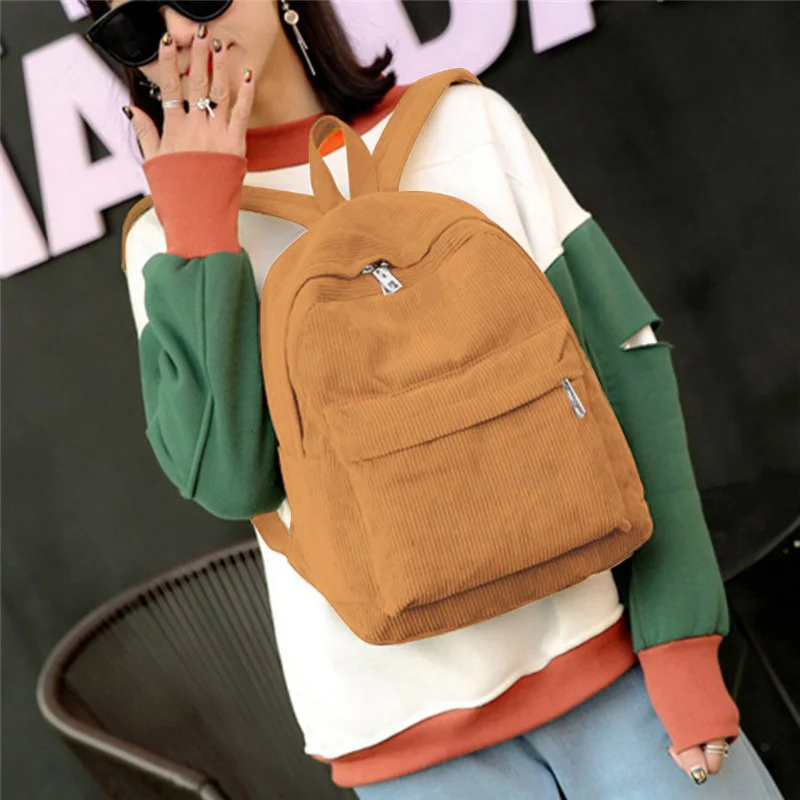 

Backpack Student Corduroy College Style Backpack Multi Purpose Fashion Outdoor Portable Girls' Backpacks