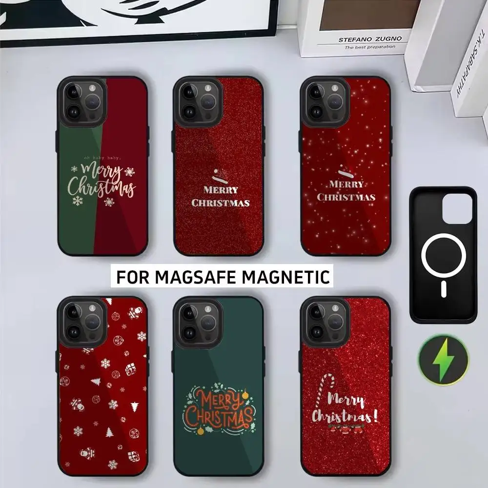

Merry Christmas Minimalist style Phone Case For iPhone17,16,15,14,13,12,11 Plus,Pro Max Magnetic For Magsafe Wireless Charging