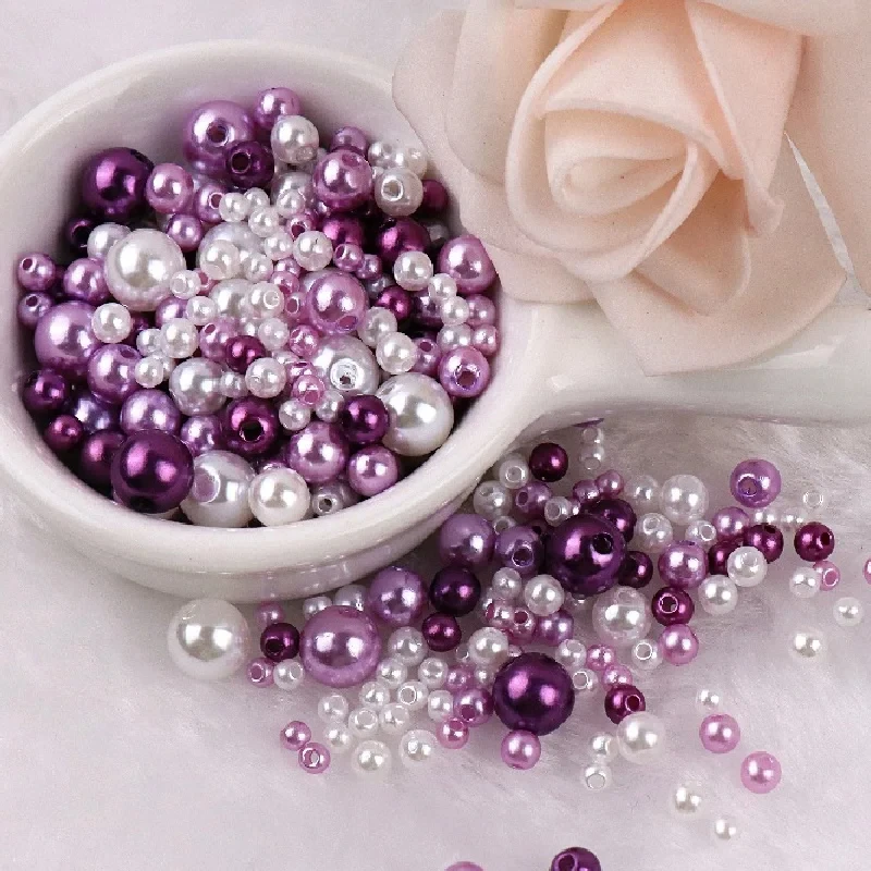 144Pcs Colorful Imitation Pearl Beads With Hole 3-8mm Round Resin Pearl Ball Beads Spacer Loose Beads for DIY Jewelry Craft Make