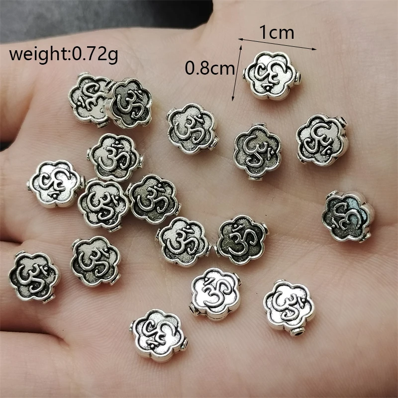 20PCS Multiple Irregular Shape Tibetan Silver Perforated Yoga Pattern Gasket Jewelry Connectors Handmade Bracelets Spacer Beads