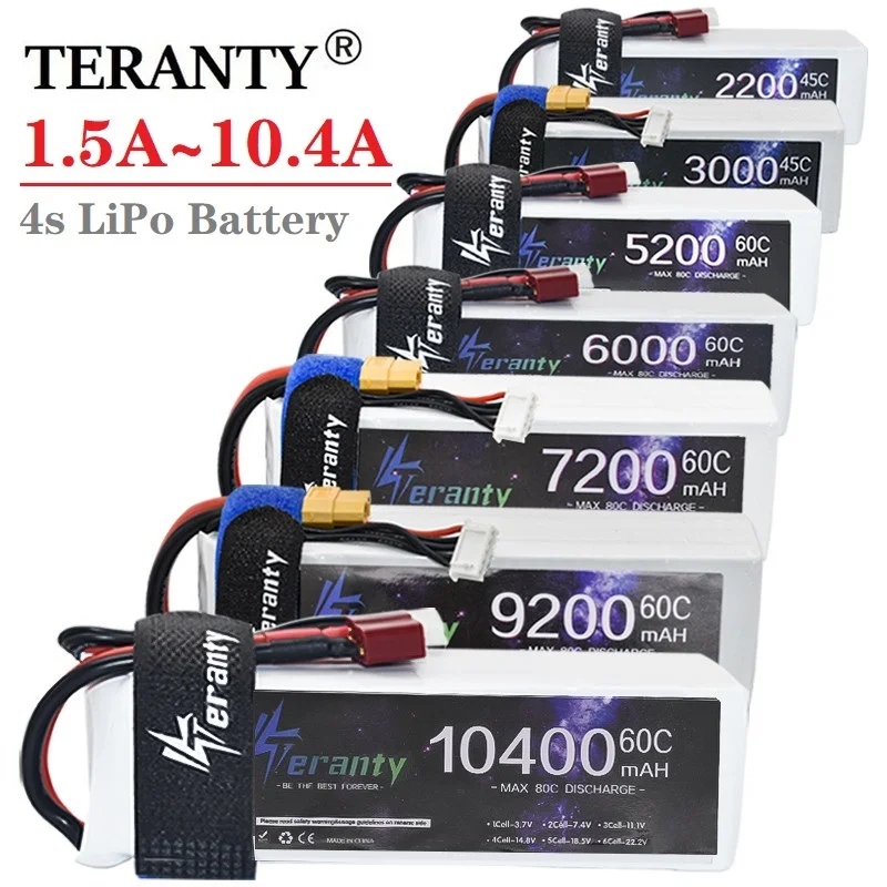 4S Lipo Battery 14.8v 1500mah 1800mah 2200mah 3000mah 4200mah 5200mah 6000mah 7200mah 10400mah T/XT60/JST RC Parts 14.8v Battery