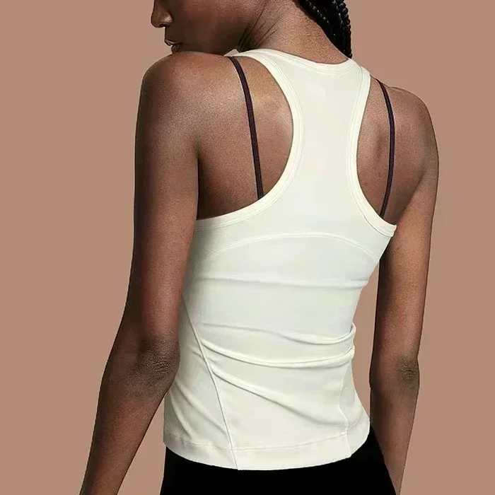 Citroen Dames Taille Racerback Tanktop Boterzacht Viervoudig Stretch Strakke Pasvorm Yoga Shirts Zomer Ademend Sportvest