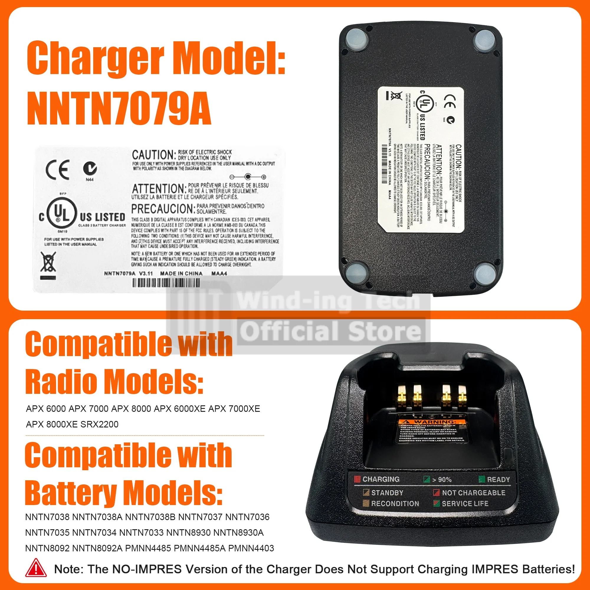 NNTN7079A Desktop Charger Base NNTN7079A NNTN7038 NNTN7033 Battery Charging Dock Compatible with APX6000 APX8000 APX7000XE Radio - view 2
