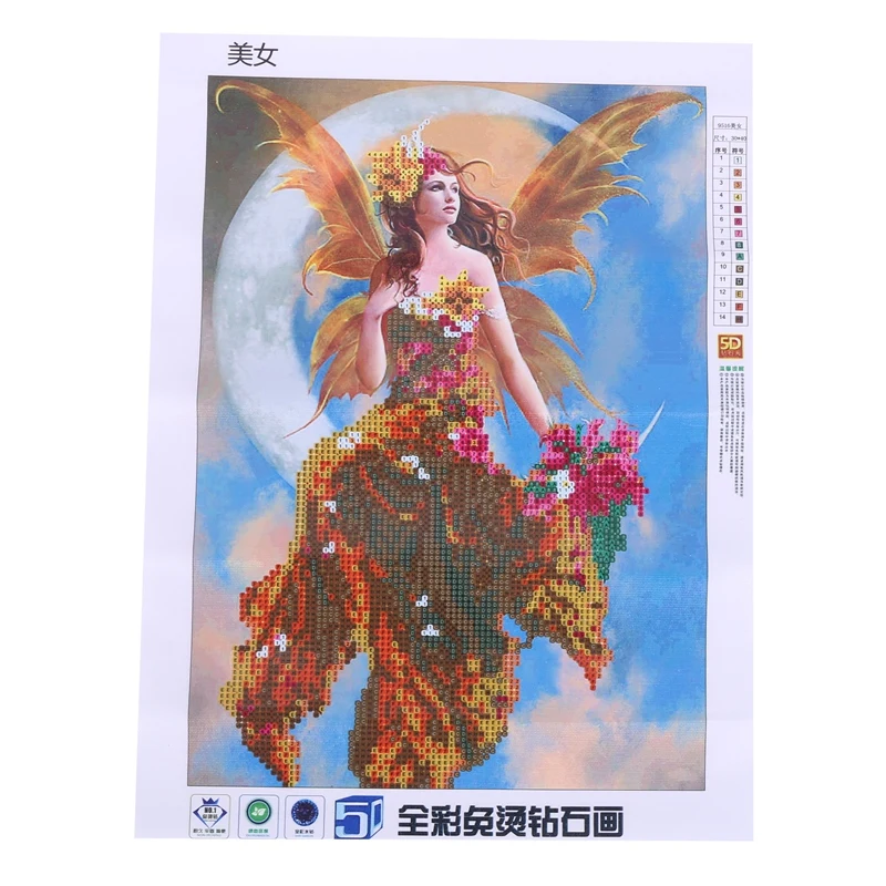AAAC-5D DIY เพชรจิตรกรรมชุดเย็บปักถักร้อยชุดปักครอสติสศิลปะ Home Wall Decor Craft (สีส้ม)