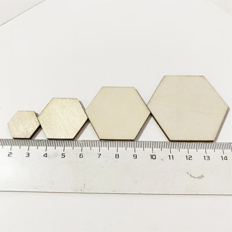 50Pcs Side length 25mm 20mm 15mm 10mm Hexagon Wood Chess Game Pieces For Neuroshima Hex Board Games DTY Accessory