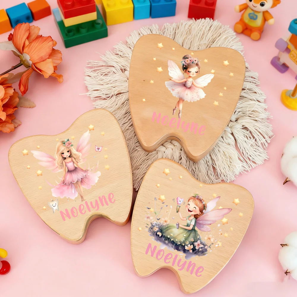 

Персонализированная деревянная шкатулка для зубов от Зубной феи, на заказ, для мальчиков и девочек, для хранения зубов, подарок на день рождения ребёнка, подарок на выписку/на рождение малыша