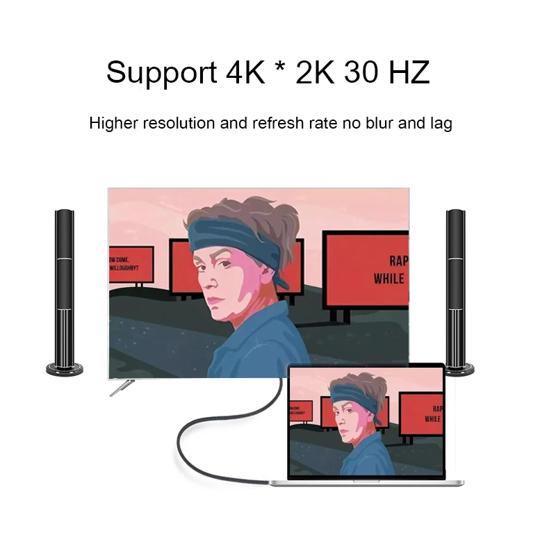 USB C to HDMI 4K Cable Adapter Type c Video Converter USB 3.1 to HDMI 1.8M Support Thunderbolt for huawei mate 20 macBook pro