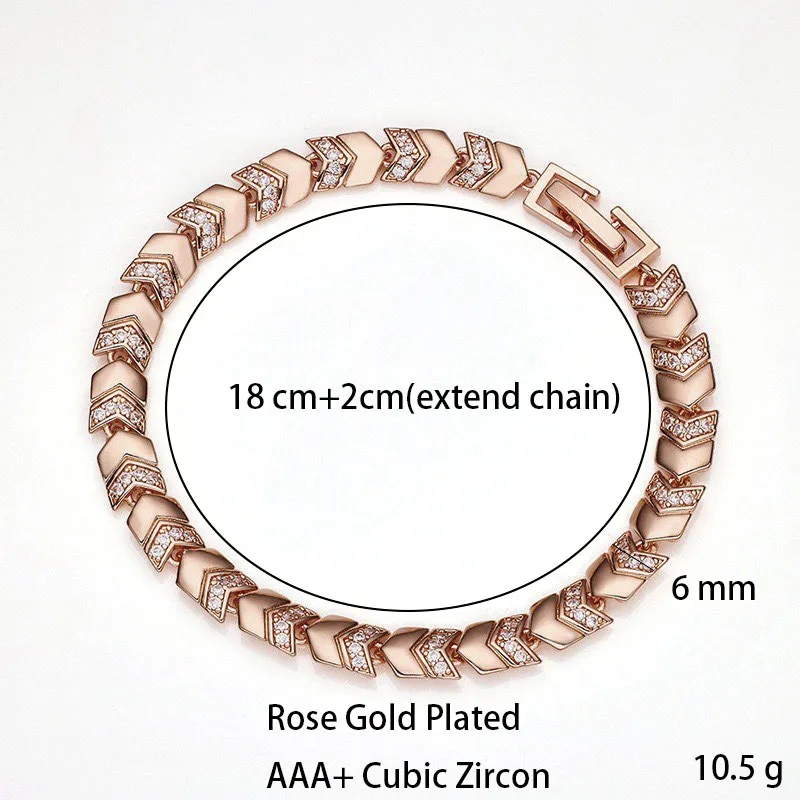 MxGxFam ( 20 cm  x 6 mm ) 18 K / Rose 585 Gold Plated Zirconia Arrow Bracelet For Women Fashion Jewelry view 6