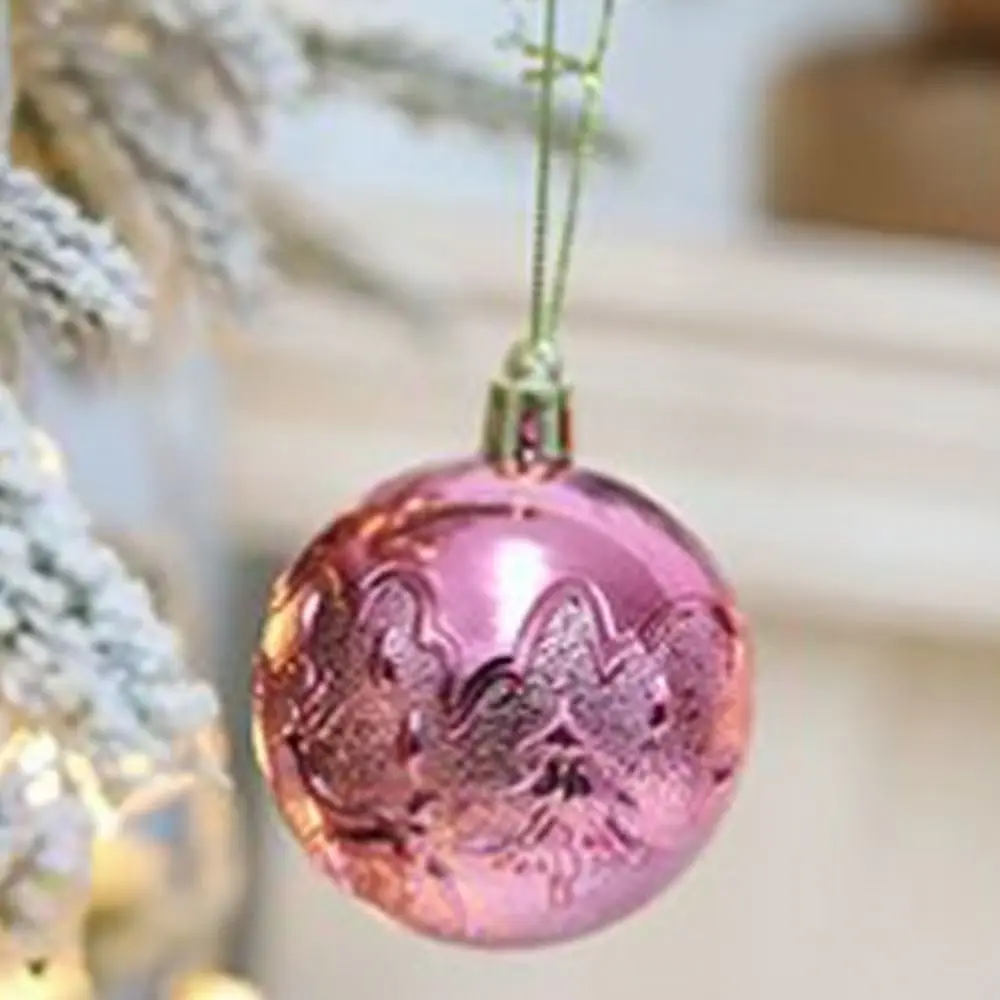 24pcs 4/6cm Christmas Painted Ball Creative Waterproof Christmas Tree Pendant Transparent Delicate Hanging Ornament Office