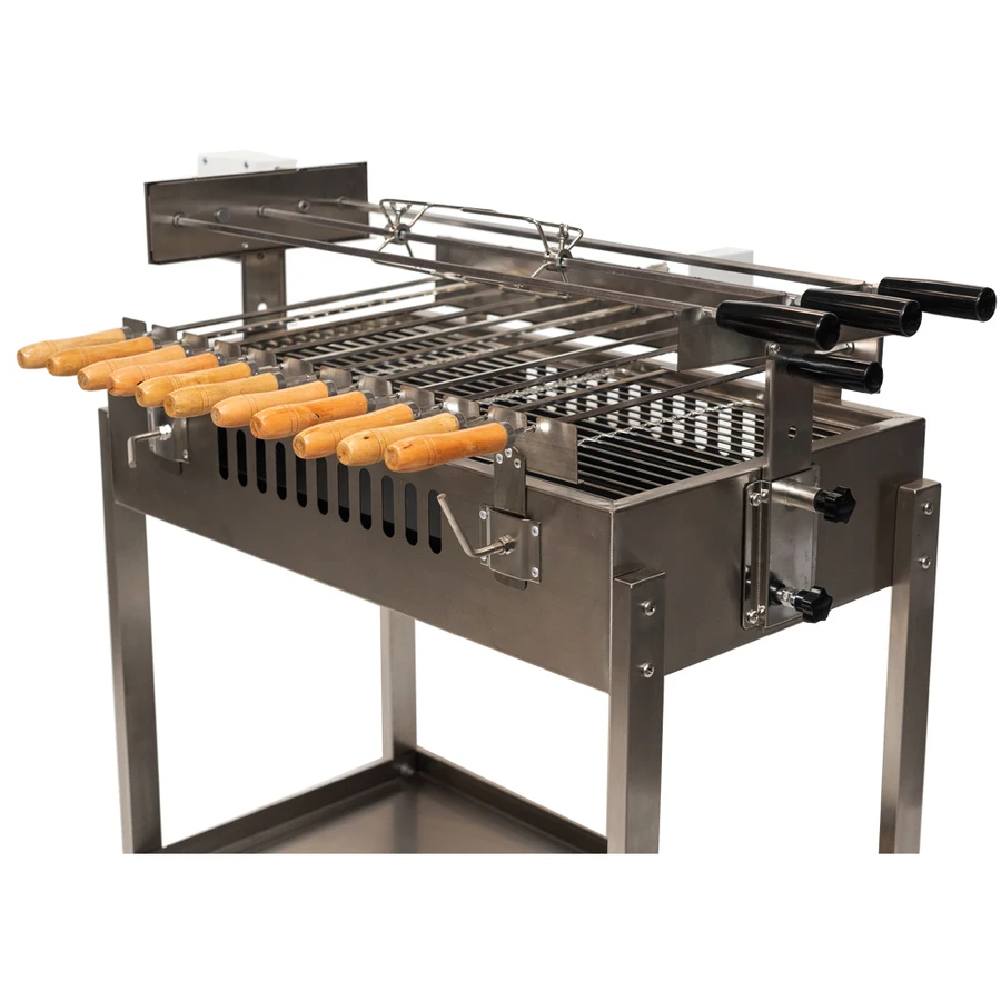 Ur-health Stainless Steel Straight 3 Skewer in-line Cyprus Spit Cyprus Rotating Charcoal Grill