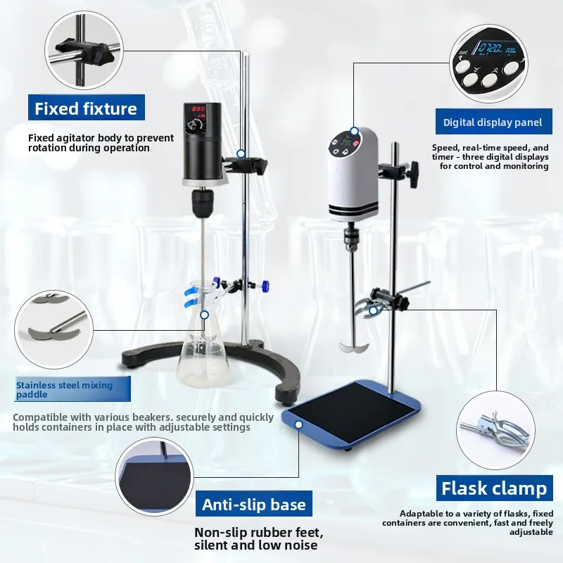 Precision augmented electric digital mixer laboratory constant speed cantilever vertical mechanical mixer stainless steel