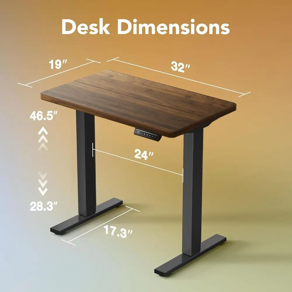 32 Adjustable Height Electric Standing Desk, 4 Memory Settings, Home Office & Computer Workstation, Black Walnut