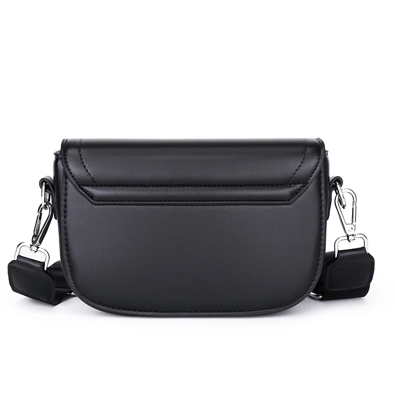 New British style motorcycle crossbody bag with male and female universal lock buckle flip saddle bag, black small square bag