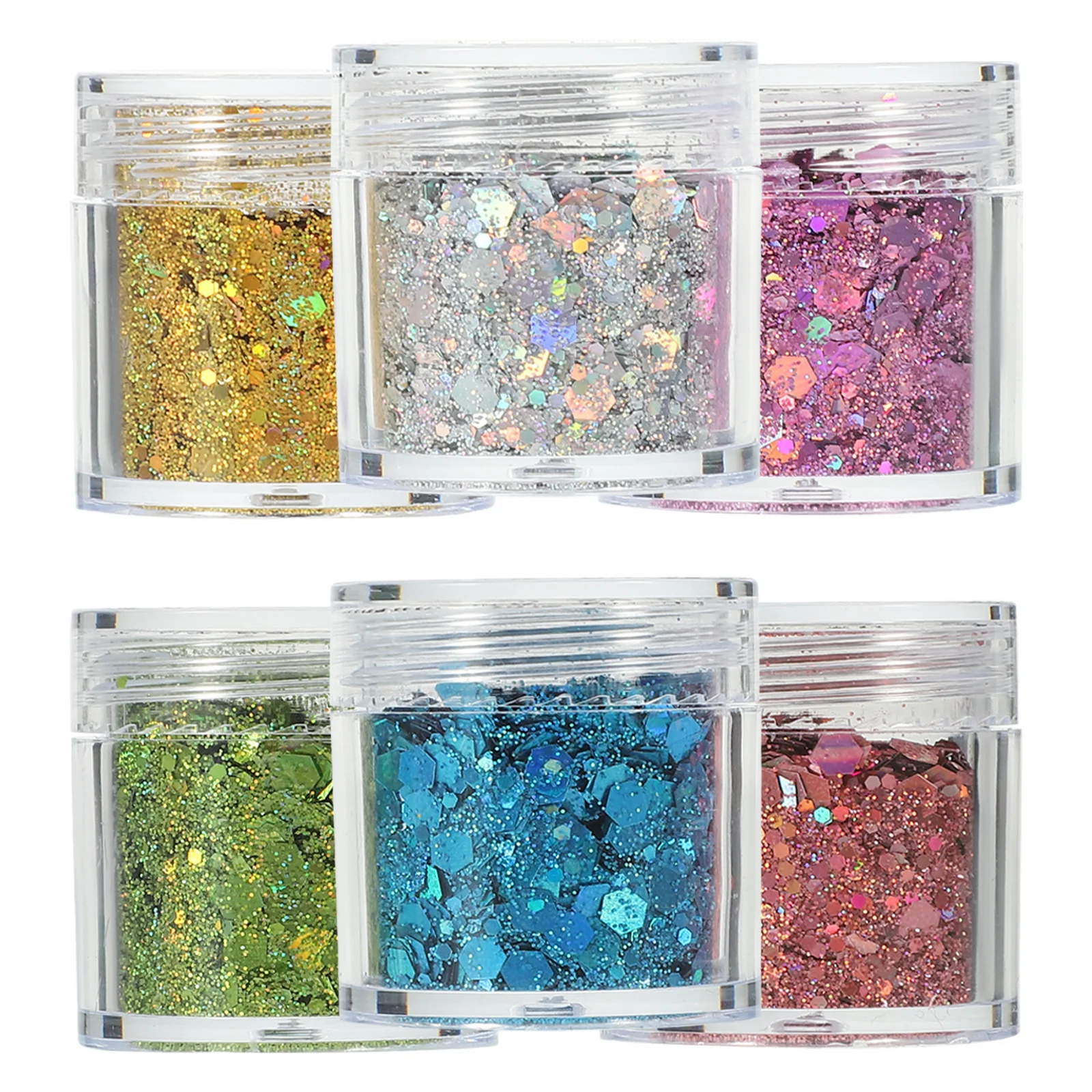 6個入り グリッタースパンコール ネイルアート カラフルチャンキーフレーク UVジェルチップ フェイス ボディ ヘア DIY ネイルフレーク グリッタースパンコール