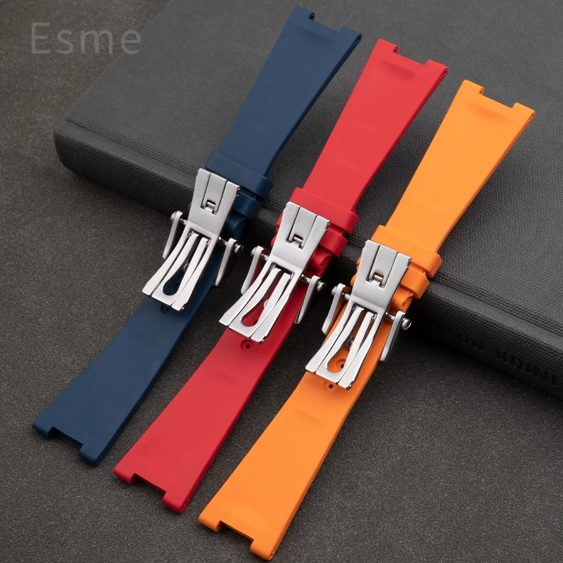 For Patek Philippe Fluororubber Watchbands Nautilus Series 5711/5712/5726/5980 Original Watch Strap Groove 25x13mm