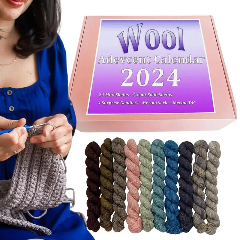 New Crochet Wool Advent Calendar 24 Day Practical Countdown Calendar High-quality Knitting Wool Set For Friends Party Festival