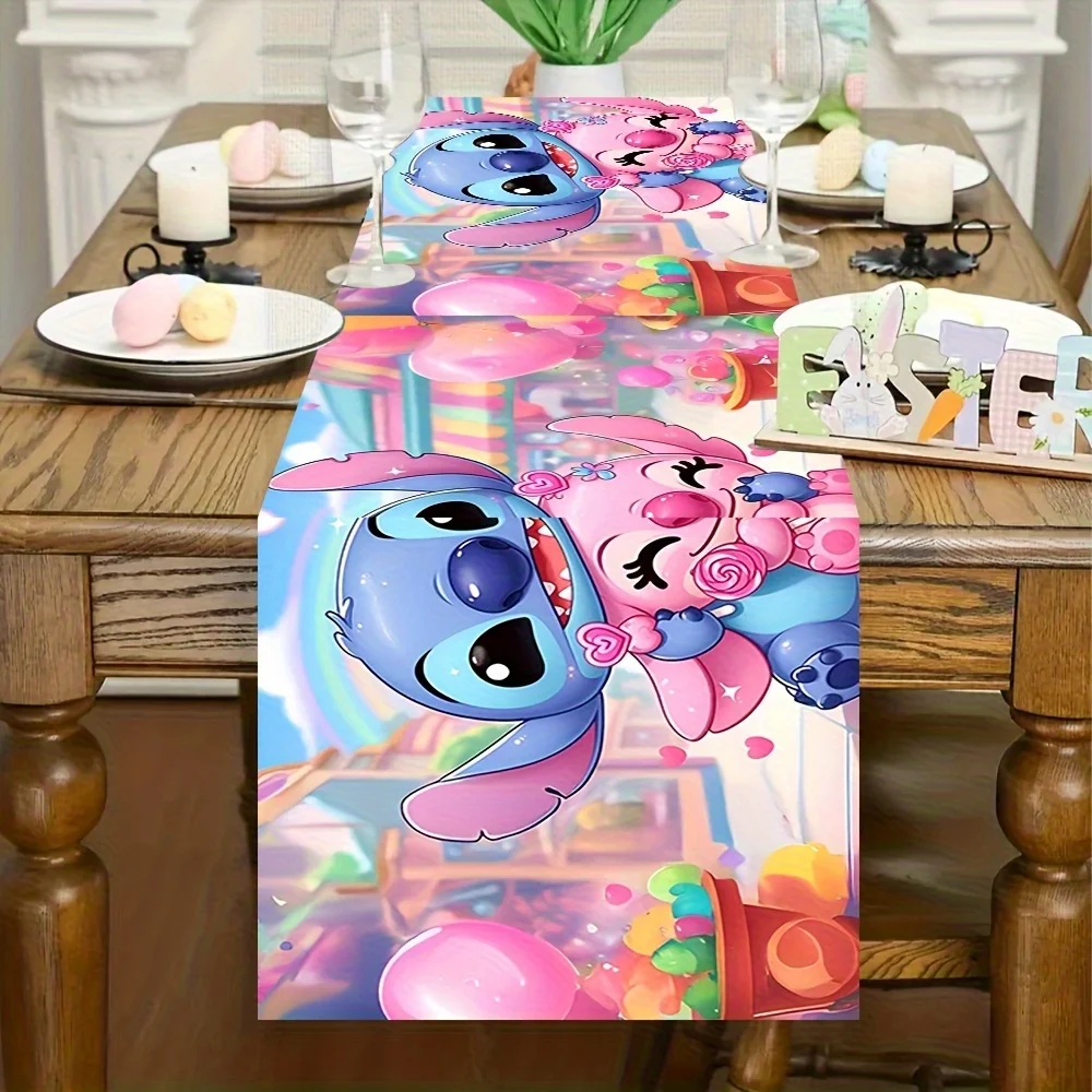 1 Piece Stitch Movie Comic-Themed Table Runner, Washable Table Flag, Suitable for Family Gatherings, Home Decoration, Birthday Party Decoration