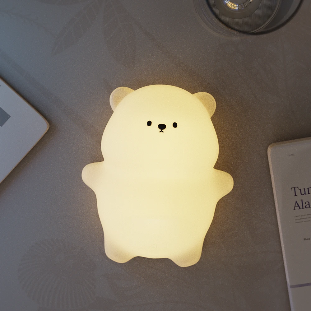 Imagem -05 - Bonito Crianças Luz da Noite Silicone Berçário Lâmpada de Dormir Controle Toque Nightlights Usb Recarregável Candeeiro Mesa para o Bebê Criança