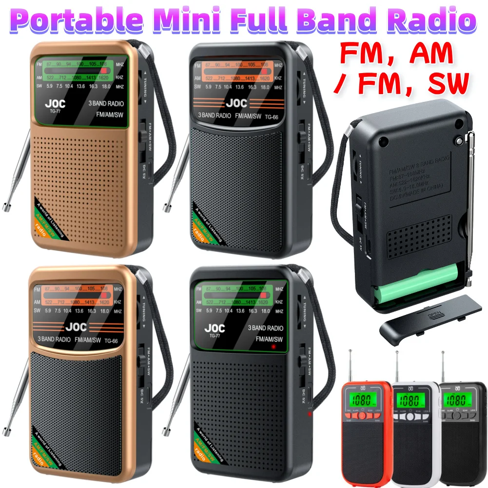 Battery Operated Radio FM AM SW Radio Support Auto Search Transistor Radio with HD Display Screen Pointer Pocket Radio for Elder