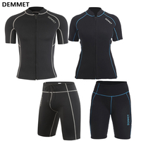 DEMMET Short Wetsuit Men Neoprene Diving Suit Split Sleeve Women Wet Suit Front Zip Spearfishing Swim Surfing Swimwear 1.5MM/3MM