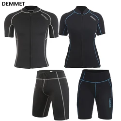 DEMMET Short Wetsuit Men Neoprene Diving Suit Split Sleeve Women Wet Suit Front Zip Spearfishing Swim Surfing Swimwear 1.5MM/3MM