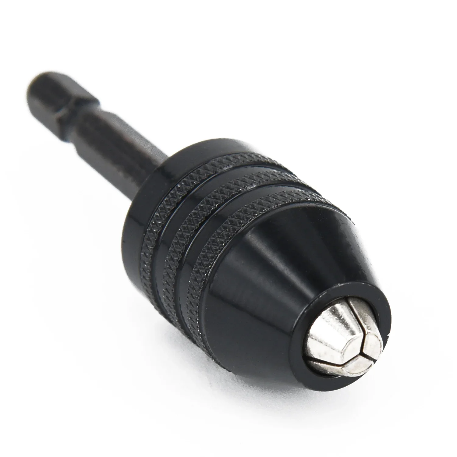 Adaptador Convertidor sin llave Mandril de taladro de vástago hexagonal 0,3-6,5 mm 71x22 mm Aleación de aluminio Negro Mini 1x Pequeño