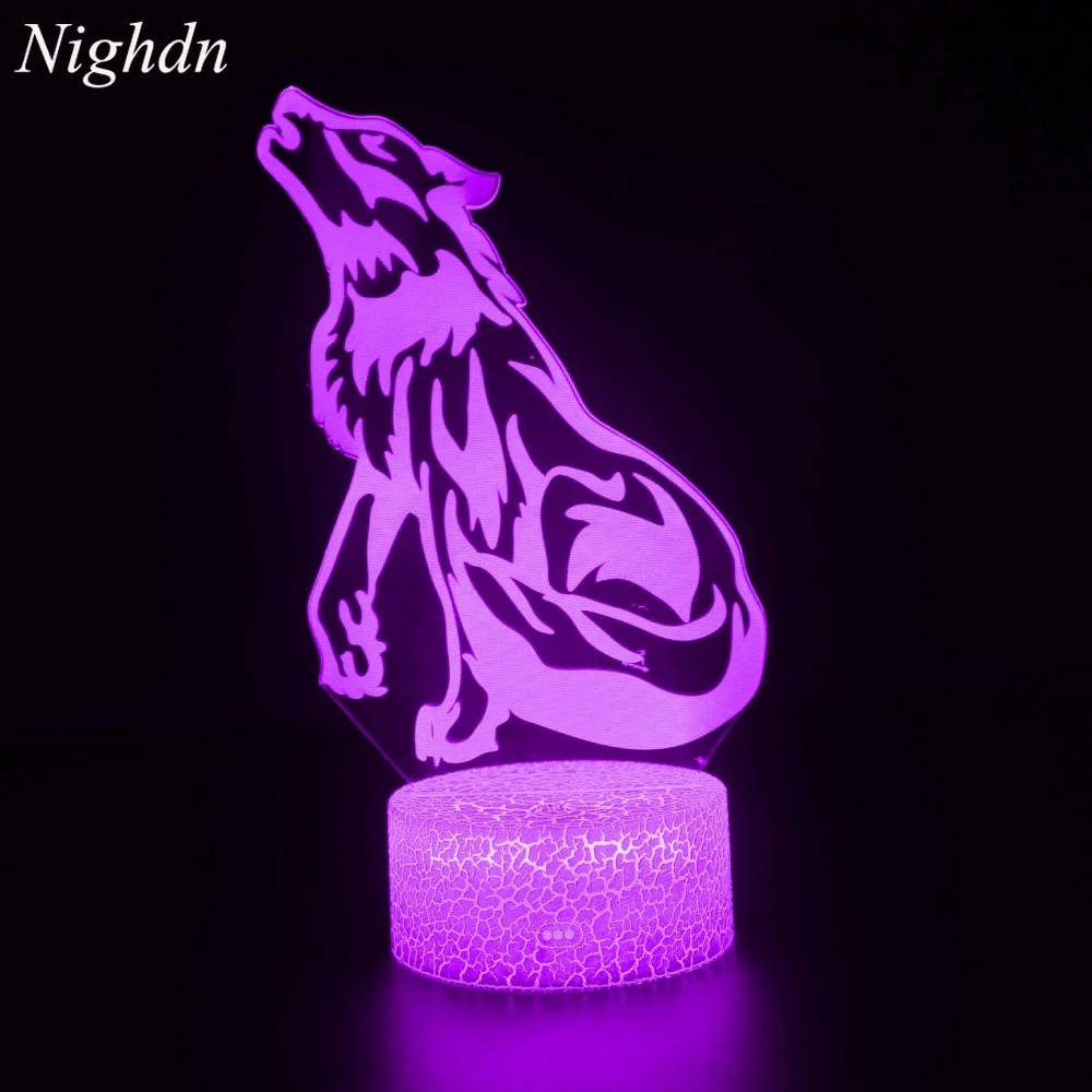 

Nighdn Wolf Gifts 3D Night Light for Kids Optical Illusion Lamp Sleeping 7 Color Changing Nightlight Birthday Gifts for Boys Men