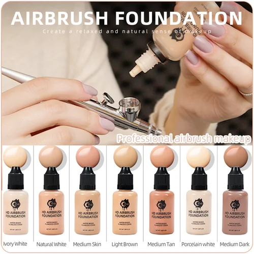 Imagen 1 del producto OPHIR-base de aerógrafo profesional, 30ml/botella, 7 colores para elegir, base de maquillaje en aerosol para Kit de aerógrafo TA007