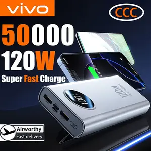 Bilashmart VIVO 50000mAh Power Bank High Capacity 120W Fast Charging Power Bank Portable External Battery Charger With LED Digital Display