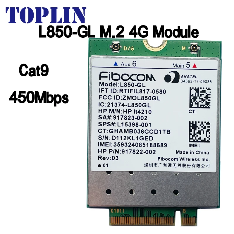 L850-GL FDD-LTE LT4210 TDD-LTE 4G การ์ด4G โมดูล SPS # L5398-001สำหรับโน๊ตบุ๊ค G5 430 440 450