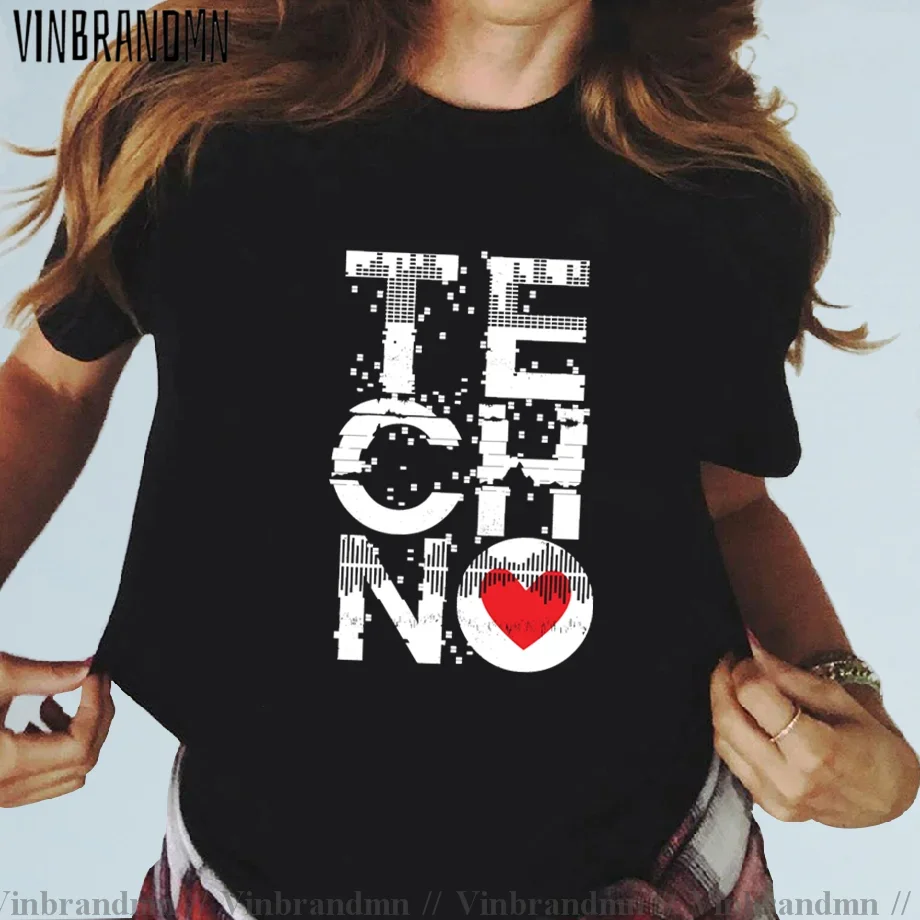 2021 New Coming Vintage Love Techno Music Personalized women T Shirt Costumes Teenager Round Neck short sleeve tee Tops camiseta