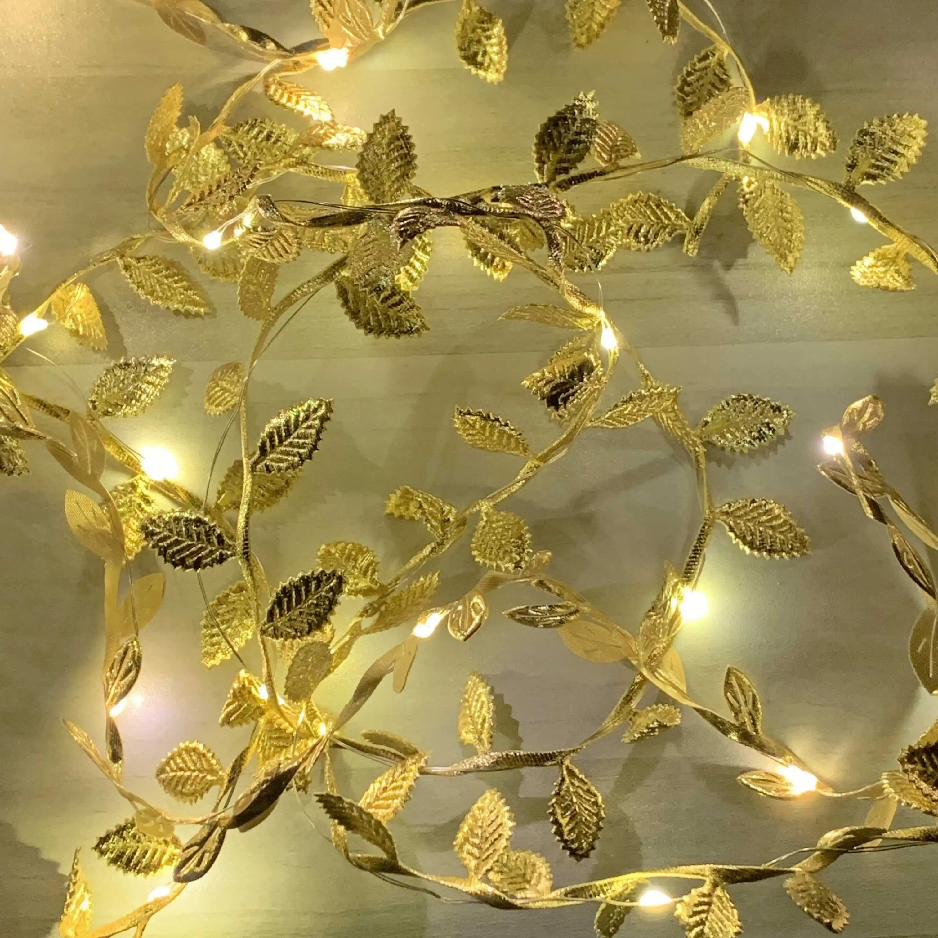 2M 20LED Golden Leaves String Fairy Lights For Wedding Birthday Party Decoration Home Garden Artificial Plant Garland Vine Light