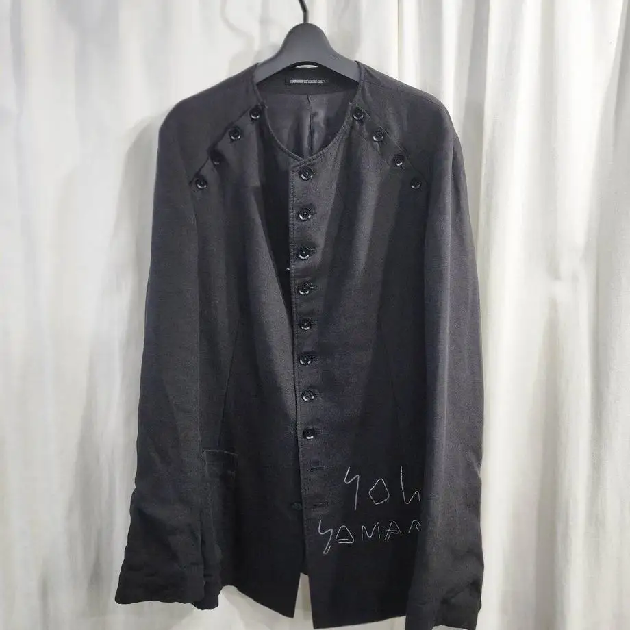 TOP-YAMAMOTO ® French Commuting Style Black Single-Button Loose-Fitting Suit Jacket for Men