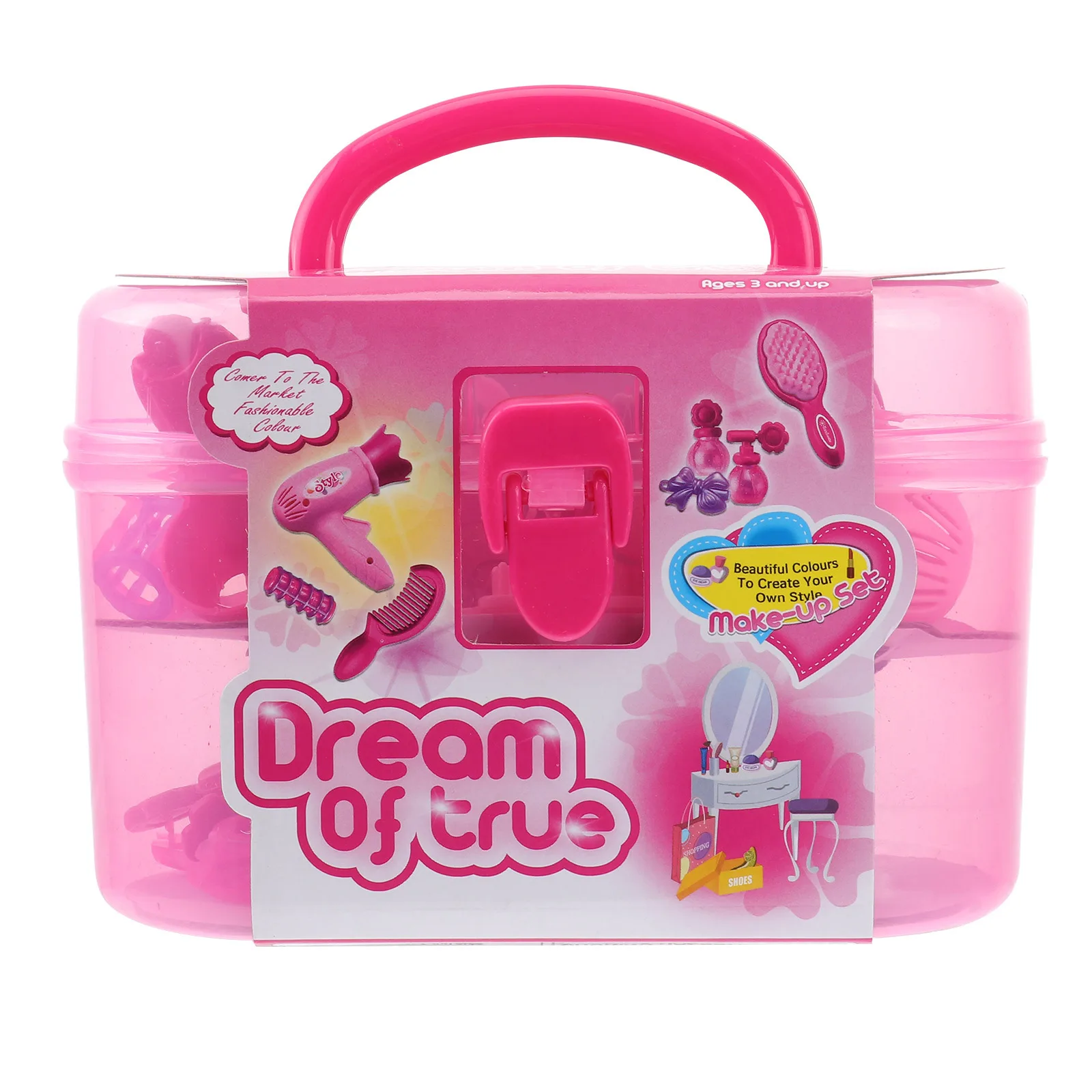 Mädchen Beauty Set Kunststoff Make-up Fall Rollenspiel Aufbewahrungsbox Haar Werkzeuge Kinder Rollenspiel Spiel Geschenkidee