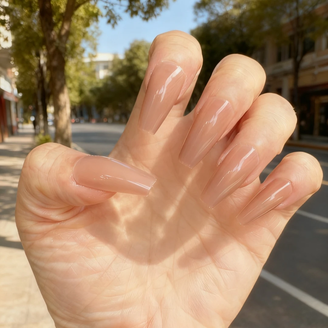 120/240 peças de unhas falsas, imprensa em unhas com design simples, unhas falsas para mulheres, meninas, uso diário (café médio)