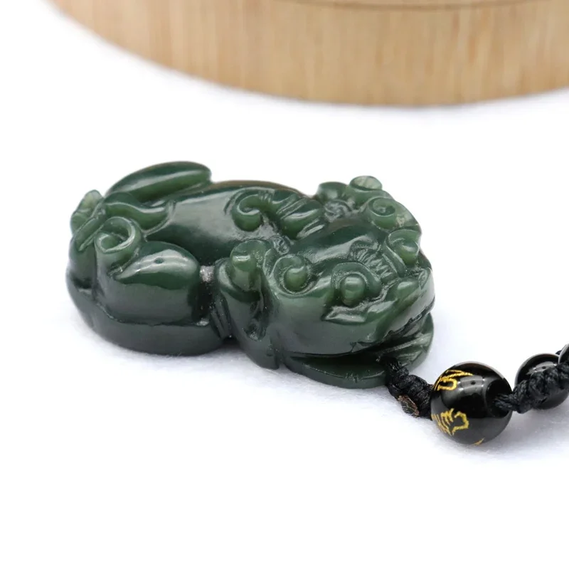 

Natural Hetian Jade Carved Pixiu Pendant Lucky Amulet Necklace for Men Women Fine Jewelry Charm Beads Chain Gifts