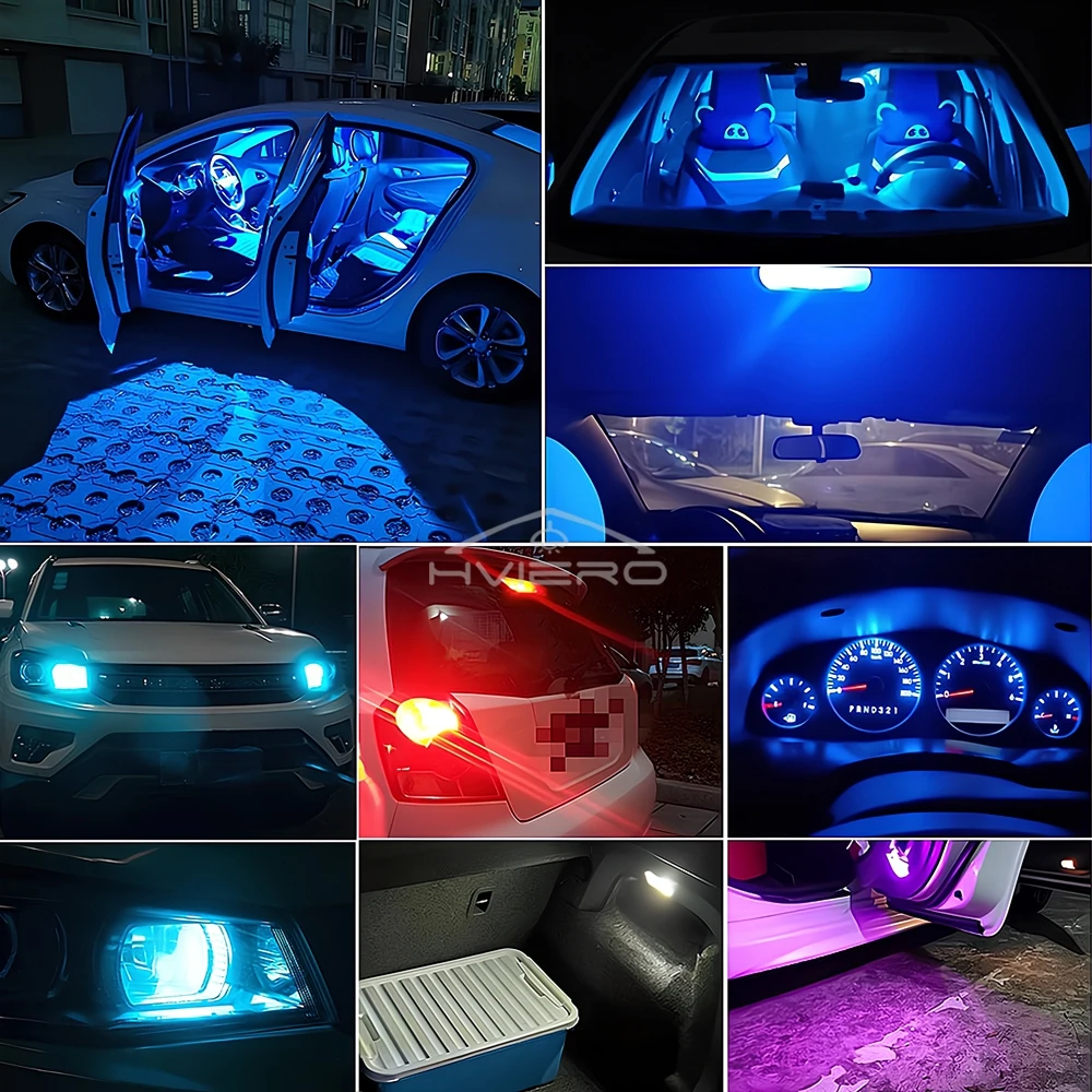 20/50/100x W5W 168 194 T10 Glass Shell Cob LED Car Accessories 3000K 6000 White Blue Red Wedge License Plate Lamp Dome Lights